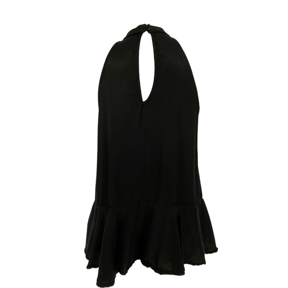 Maven West Black Halter Mock Neck Peplum Sleeveless Keyhole Blouse, Small - Picture 2 of 9